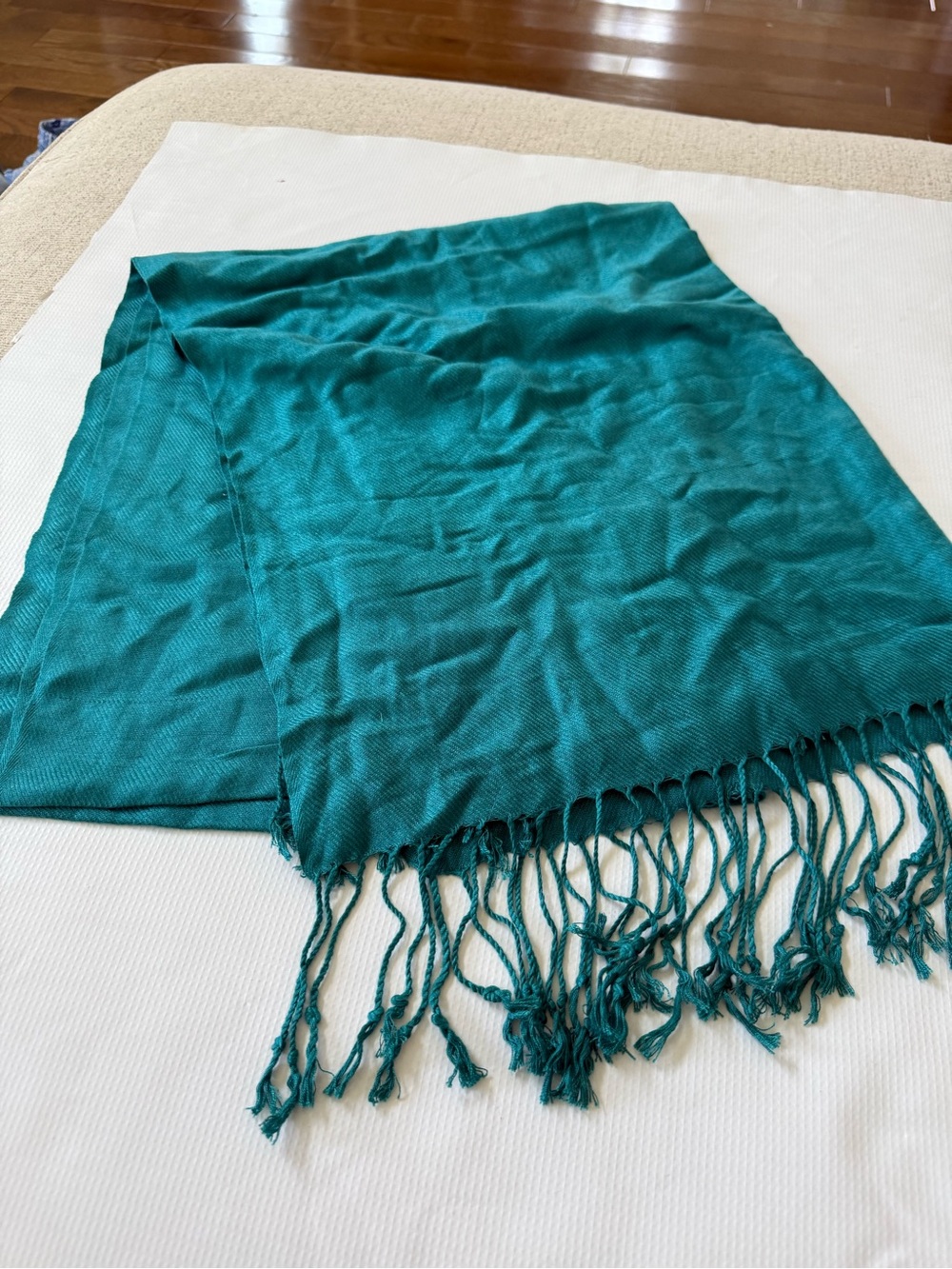 pashmina dark Teal Green Fringe Wrap Scarf